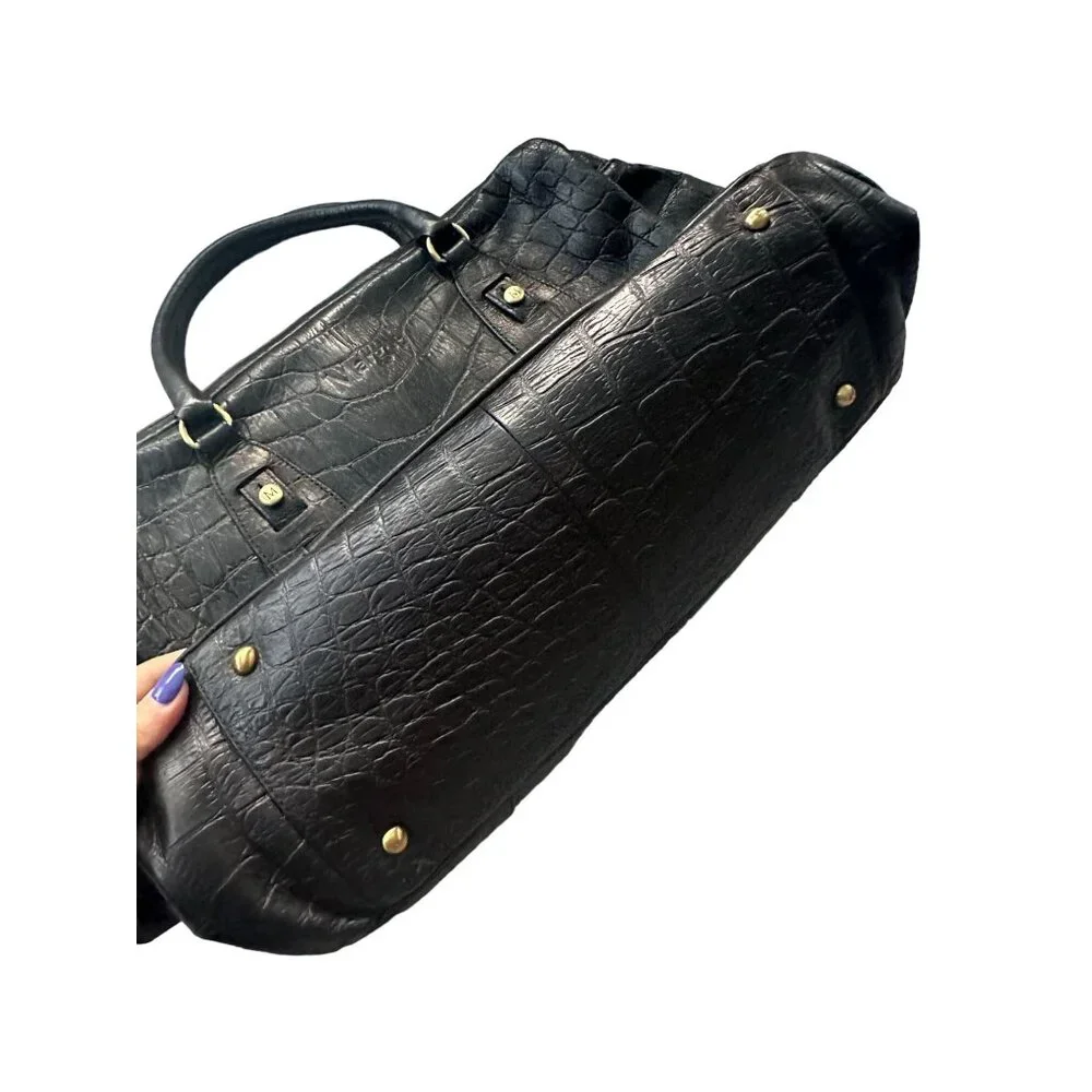 MARGOT Leather Animal Print Embosserd Satchel Handbag - Picture 2 of 9